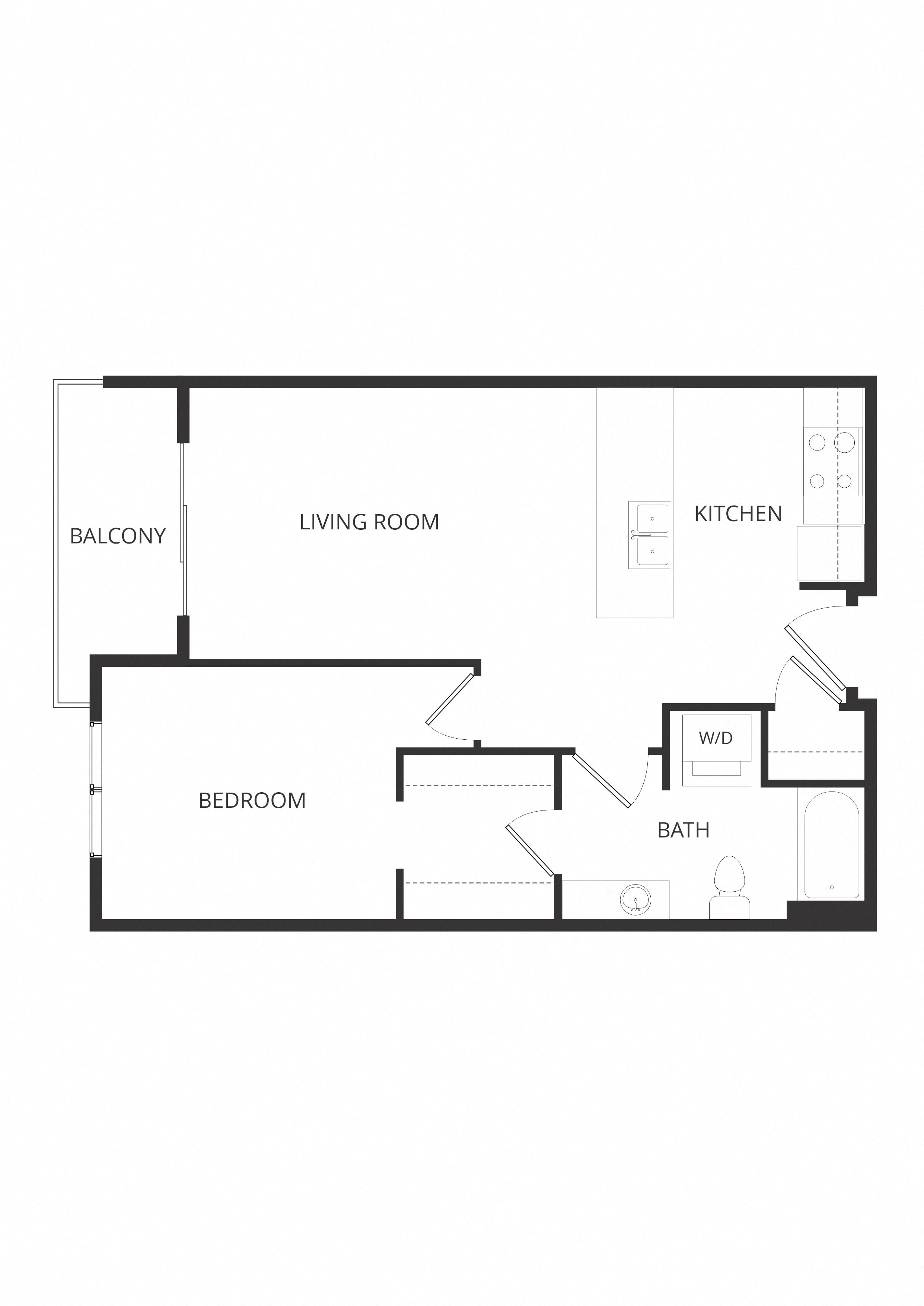 Frederick1D1x1_OneBedroom floor plan